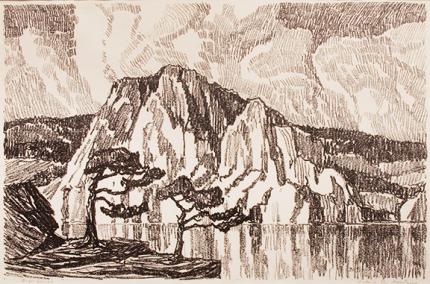 sandzén, Sven Birger Sandzen, "Lake in the Mountains", lithograph, 1916