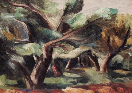 B.J.O. (Bror Julius Olsson) Nordfeldt, "Treeforms. Canoncito", oil on canvas, 1937