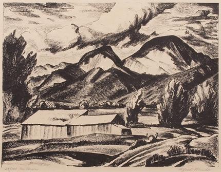 Alfred James Wands, "New Mexico; 23/100", lithograph, c. 1940
