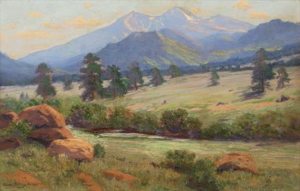 Charles Partridge Adams, "Untitled (Longs Peak from near Estes Park, Colorado)", oil, c. 1910