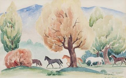 Ila Mae McAfee, "The Pasture Path", watercolor on paper, 1940