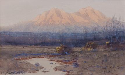 Charles Partridge Adams, "Untitled (Sunrise on the Spanish Peaks)", watercolor on paper, c. 1905 painting for sale