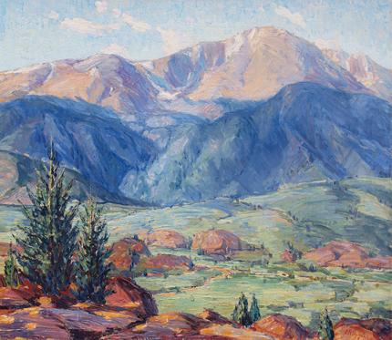 Charles Ragland Bunnell, "Untitled (Pike's Peak, Colorado)", oil, 1927 painting for sale