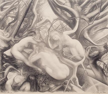 Ross Eugene Braught, "Rhine's Maidens", graphite, 1953