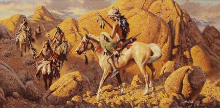 Frank McCarthy, "In The Badlands (Crow)", oil, 1989
