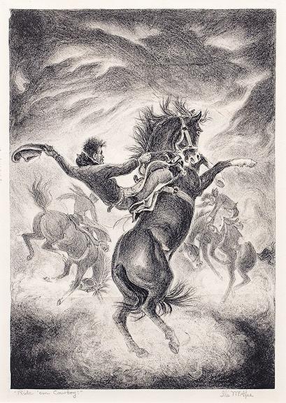 Ila Mae McAfee, "Ride 'em Cowboy", lithograph, 20th century