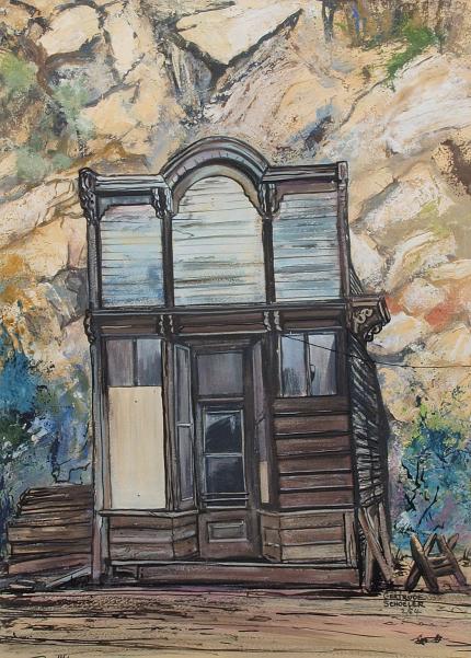Gertrude Schoeler, "Lone Survivor, Georgetown, CO", watercolor, February, 1964 for sale purchase consign auction denver Colorado art gallery museum