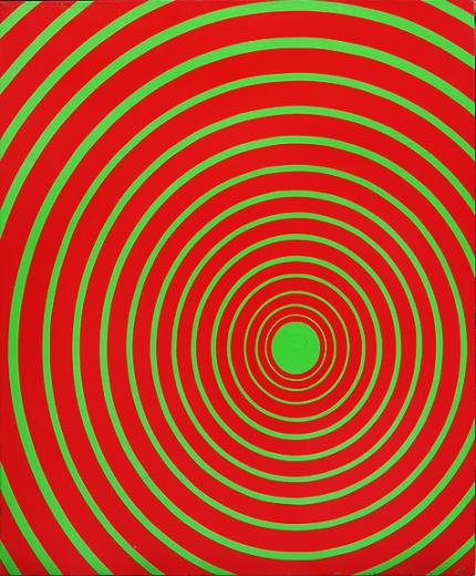 Edward Goldman, "Bull's-eye (Red & Green)", acrylic, 1974