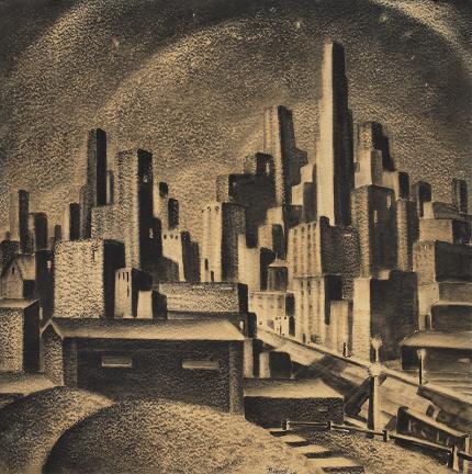 Charles Ragland Bunnell, "Untitled (Kansas City)", mixed media, 1938