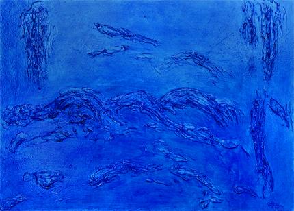 Edward Goldman, "Blue", mixed media, 1969