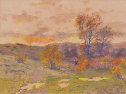 Charles Partridge Adams, "Sunset Near the Platte, Late October", watercolor, c. 1910