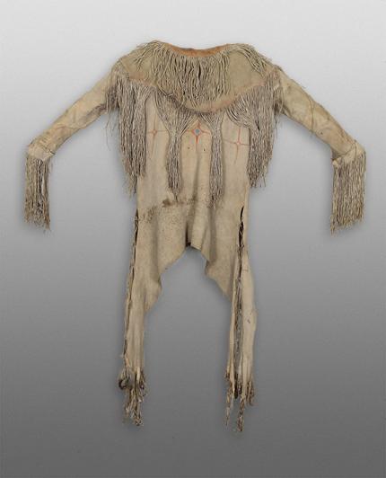 War Shirt, Kiowa, circa 1880, hide fringe 19th century antique american indian clothing
