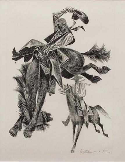 Fletcher Martin, "High, Wide and Handsome (edition of 250)", lithograph, 1953 cowboy horse