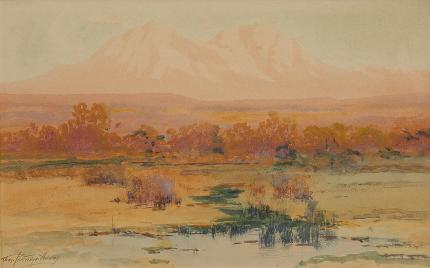 Charles Partridge Adams, "Untitled (Spanish Peaks, Colorado)", watercolor, circa 1905 antique painting for sale colorado