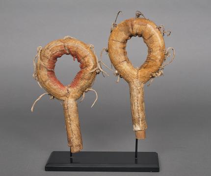 Pair of Plains Indian Rattles Cheyenne, circa 1880, native american antique 19th century for sale purchase consign sell auction art gallery museum denver colorado