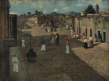 Ernest Lawson, "On The Rialto, Mexico City", oil