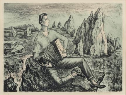 Peppino Mangravite, "Young Man Who Went West", lithograph, circa 1940 for sale purchase consign auction denver Colorado art gallery museum