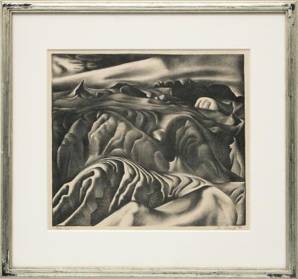 Ross Braught, "Mako Sica (Tchaikovsky's Sixth, The Badlands)", lithograph, 1935 painting for sale purchase auction consign denver colorado art gallery museum