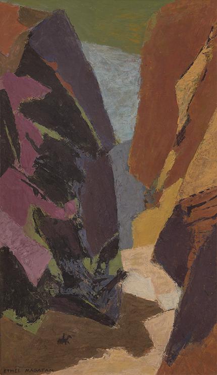 Ethel Magafan, "Remote Canyon (Colorado)", oil, 1968 abstract mid century painting for sale art gallery auction woodstock 