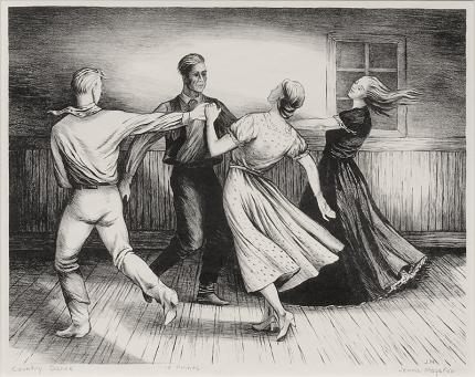 Jenne Magafan, "Country Dance (Cowboy Dance);  edition of 15", lithograph, 1938