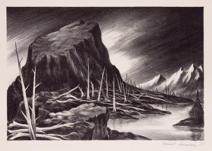 James Russell Sherman, "Ghost Trees", lithograph, 1939