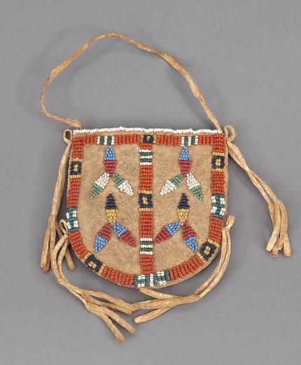 vintage plains beaded pouch hide beadwork sioux 19th century Native American Indian antique vintage art for sale purchase auction consign denver colorado art gallery museum