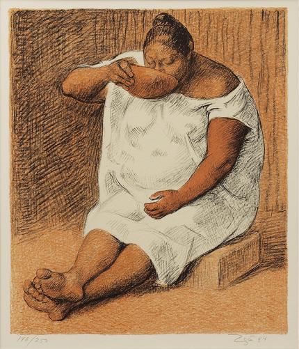 Francisco Zuniga, "Untitled (Woman Drinking Water) 196/250", lithograph, 1984 painting for purchase sale consignment auction denver colorado art gallery museum