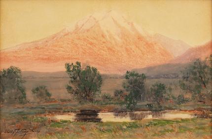 Charles Partridge Adams, "Sunset on Mt. Sopris (Colorado)", watercolor, circa 1915
