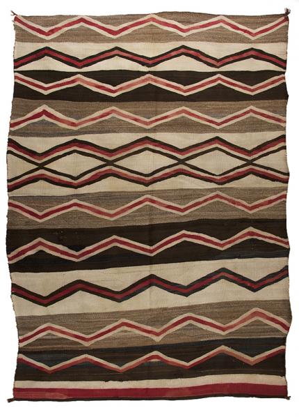 Navajo Rug vintage trading post 1940 1930 1920 wool textile weaving red brown black ivory white