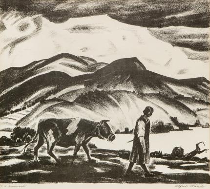 Alfred Wands, "Homeward 12/100", lithograph, graphic work for sale purchase consign auction denver Colorado art gallery museum