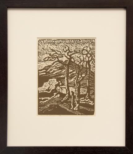 anna Keener, "Sunset", woodcut, 1916 painting for sale purchase consign auction art gallery denver colorado historical sandzen student