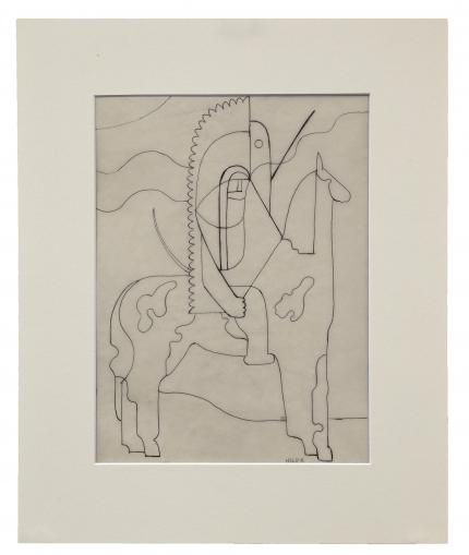 Hilaire Hiler, "Pinto", graphite ink drawing circa 1933 Native American figure horse painting fine art for sale purchase buy sell auction consign denver colorado art gallery museum       