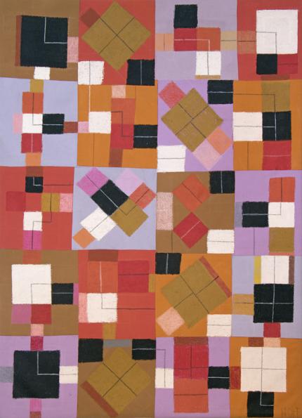 Margo Hoff, "Squared Line", mixed media, circa 1970 abstract painting fine art for sale purchase buy sell auction consign denver colorado art gallery museum