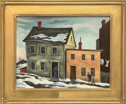 William Sanderson, "Spring in a Mining Town (Colorado)", oil painting for sale purchase consign sell buy Denver Colorado art gallery museum auction historic antique old