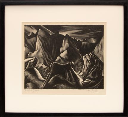 Ross Eugene Braught, "Bad Lands Nocturne (South Dakota)", lithograph, 1934 painting fine art for sale purchase buy sell auction consign denver colorado art gallery museum