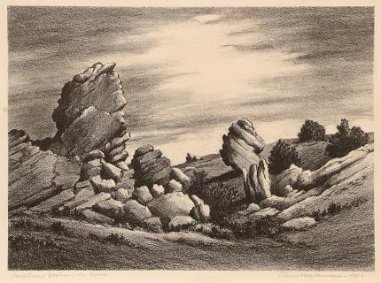 Percy Hagerman, "Sandstone - Garden of the Gods (Colorado)", lithograph, 1941 fine art for sale purchase buy sell auction consign denver colorado art gallery museum