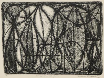 Edward Marecak, "Lines and Shapes", lithograph, circa 1950, 1960, 1970, 1980, black, white, mid-century, mid century, modern, abstract, Fine art, art, for sale, buy, purchase, Denver, Colorado, gallery, historic, antique, vintage, artwork, original, authentic 