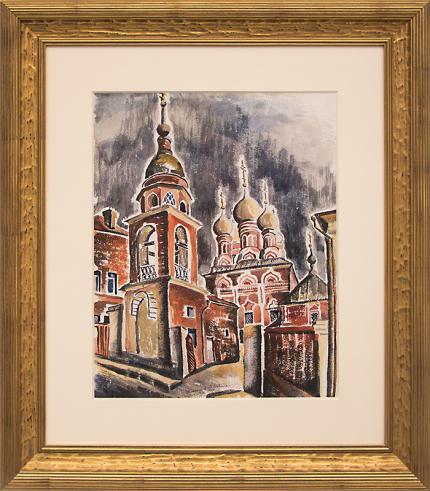 Eve Drewelowe, "Moscow Architecture", watercolor, 1935 painting fine art for sale purchase buy sell auction consign denver colorado art gallery museum