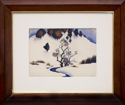 Gene Kloss, "Untitled (Snowy Mountain and Stream)", watercolor (Alice Geneva Glasier) painting fine art for sale purchase buy sell auction consign denver colorado art gallery museum  