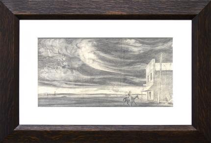 Frank Mechau, "Oil and the Old West", graphite, circa 1945 painting fine art for sale purchase buy sell auction consign denver colorado art gallery museum                                      