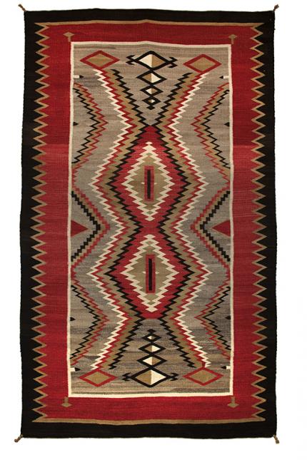 vintage navajo trading post rug ganado red brown ivory white black camel  19th century Native American Indian antique vintage art for sale purchase auction consign denver colorado art gallery museum