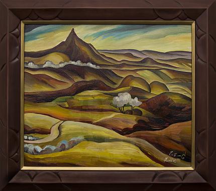 Eve Drewelowe (Van Ek), "Foothills (Colorado)", oil, 1944 painting fine art for sale purchase buy sell auction consign denver colorado art gallery museum     