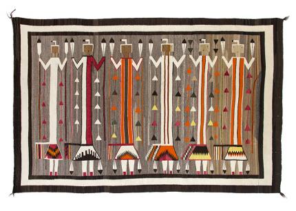 Navajo pictorial yei rug vintage yeibichai 1920s 1930s weaving textile Native American Indian antique vintage art for sale purchase auction consign denver colorado art gallery museum