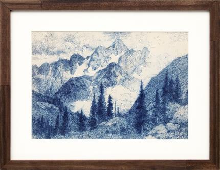 Charles Partridge Adams, Clouds in the Rocky Mountains, Colorado, landscape, painting for sale, drawing, ink, early 20th century