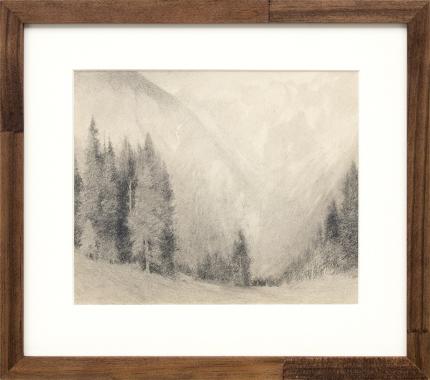 Charles Partridge Adams, Mountain Landscape, Colorado, graphite, drawing, art for sale, early 20th century, 19th century, black, white, gray