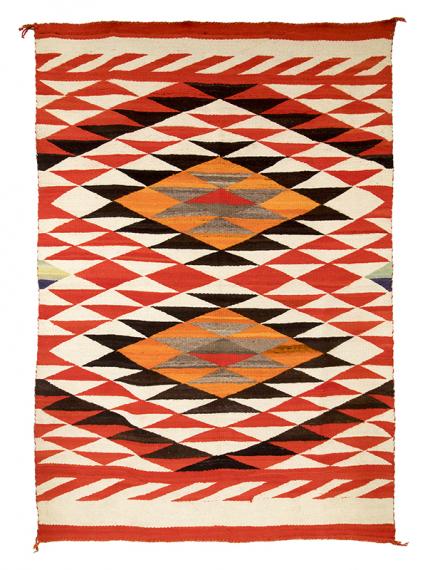 Navajo, Transitional Blanket, Navajo, circa 1870, vintage, antique, textile, weaving, rug, 19th century, late classic period, diamond, black, brown, white, red, orange, gray, southwestern, art for sale, native american indian