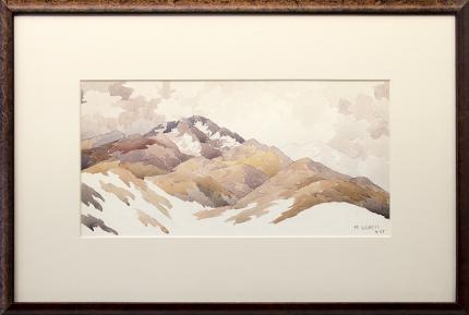 Maude Leach, Mountain Landscape with Snow, watercolor, painting, vintage, 1920s, early 20th century, woman artist, women, female
