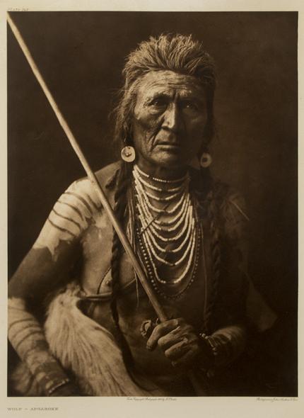 Edward Sheriff Curtis, "Wolf- Apsaroke, Portfolio #4, Plate #142", photogravure, 1908
