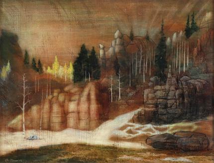 Archie Musick, "11 Mile Canyon", tempera painting