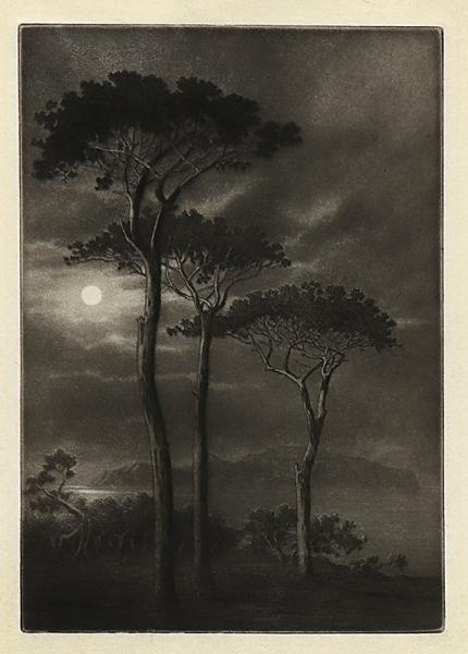 George Elbert Burr, Capri from Sorrento , Italy, etching, circa 1905, engraving, fine art, for sale, denver, gallery, colorado, antique, buy, purchase